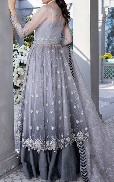 Anamta Santa Grey Organza Suit | Pakistani Embroidered Chiffon Dresses- Image 2