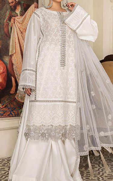 Anamta White Lawn Suit | Pakistani Lawn Suits- Image 1