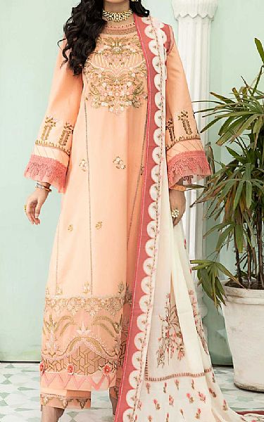 Anamta Peach Lawn Suit | Pakistani Lawn Suits- Image 1