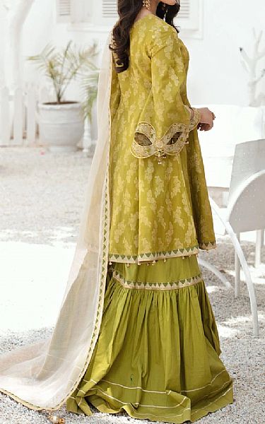 Anamta Olive Green Jacquard Suit | Pakistani Lawn Suits- Image 2