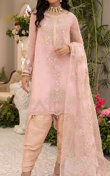 Anamta Baby Pink Chiffon Suit | Pakistani Embroidered Chiffon Dresses- Image 1