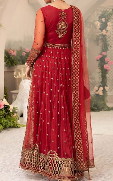 Anamta Red Net Suit | Pakistani Embroidered Chiffon Dresses- Image 2