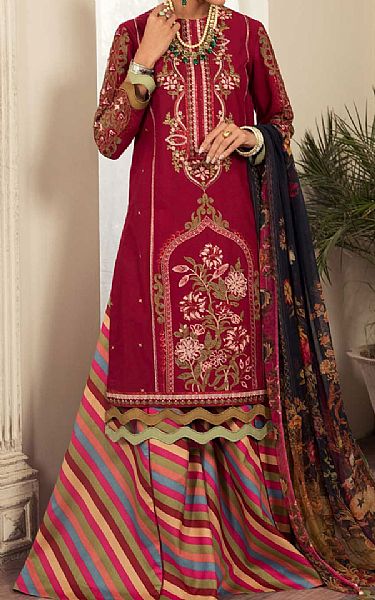 Anamta Maroon Lawn Suit | Pakistani Lawn Suits- Image 1