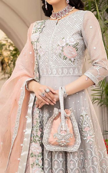 Grey Net Suit | Anamta Pakistani Chiffon Dresses
