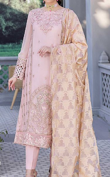 Anamta Pink Flare Chiffon Suit | Pakistani Embroidered Chiffon Dresses- Image 1