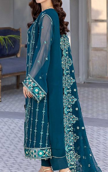 Anamta Blue Whale Chiffon Suit | Pakistani Embroidered Chiffon Dresses- Image 2