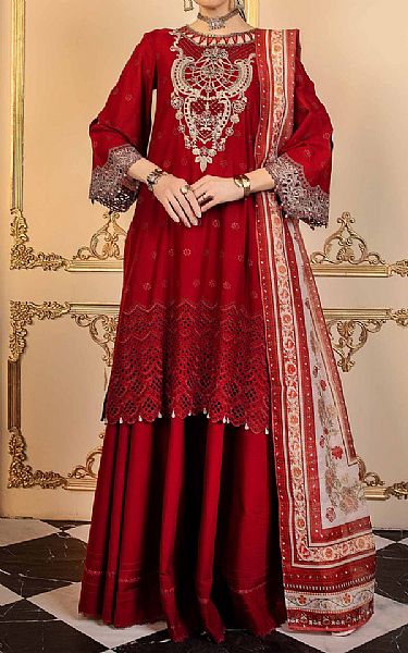 Anamta Scarlet Lawn Suit | Pakistani Lawn Suits- Image 1