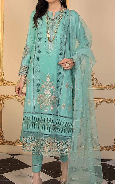 Anamta Turquoise Lawn Suit | Pakistani Lawn Suits- Image 1