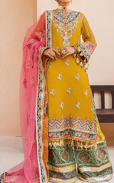 Anaya Mustard Chiffon Suit | Pakistani Wedding Dresses- Image 1