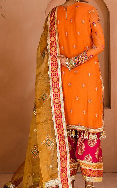 Anaya Safety Orange Chiffon Suit | Pakistani Dresses in USA- Image 2