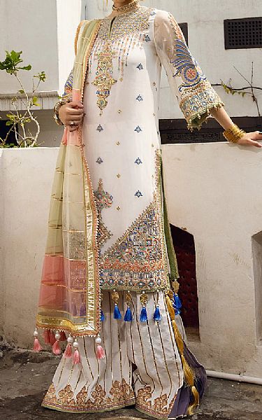 Anaya White Chiffon Suit | Pakistani Embroidered Chiffon Dresses- Image 2
