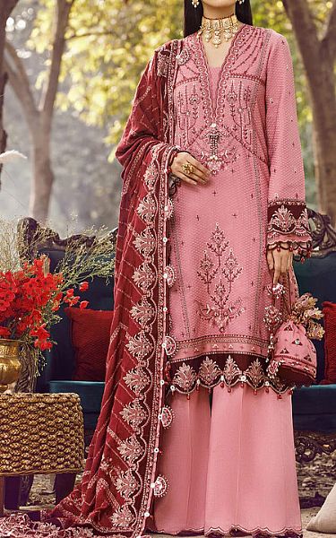 Anaya Brick Pink Linen Suit | Pakistani Winter Dresses- Image 1