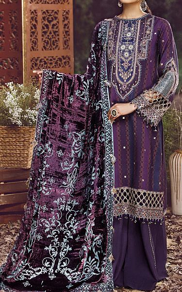 Anaya Purple Linen Suit | Pakistani Dresses in USA- Image 1