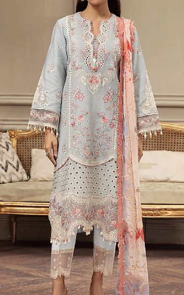 Anaya Baby Blue Net Suit | Pakistani Lawn Suits- Image 1