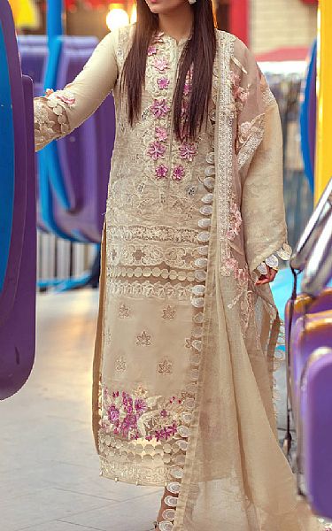 Asifa N Nabeel Tan Lawn Suit | Pakistani Dresses in USA- Image 1