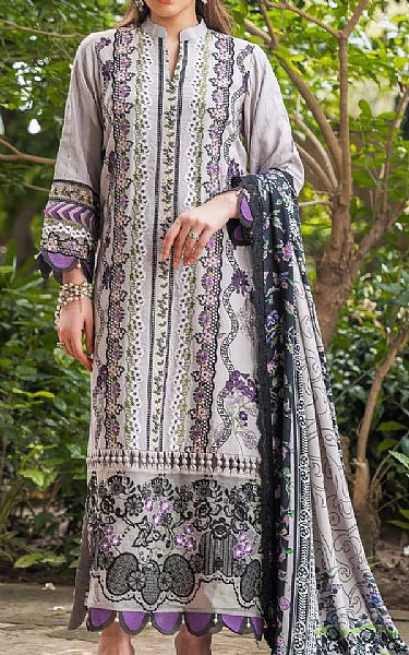 Asifa N Nabeel Light Grey Viscose Suit | Pakistani Winter Dresses in USA- Image 1
