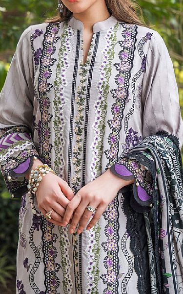 Asifa N Nabeel Light Grey Viscose Suit | Pakistani Winter Dresses in USA- Image 2