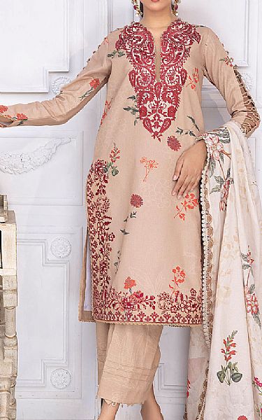 Asifa N Nabeel Beige Khaddar Suit | Pakistani Winter Dresses- Image 1