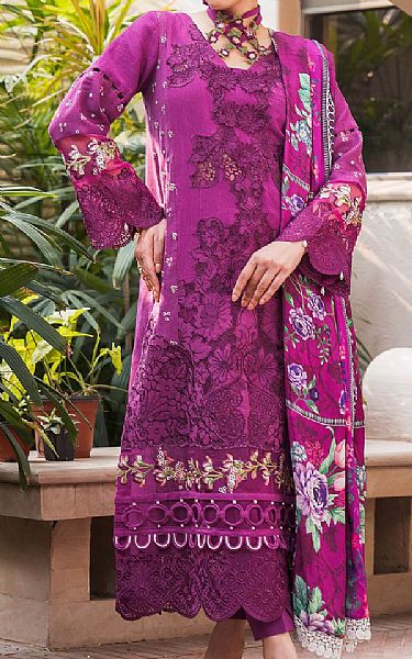 Asifa N Nabeel Violet Khaddar Suit | Pakistani Winter Dresses in USA- Image 1