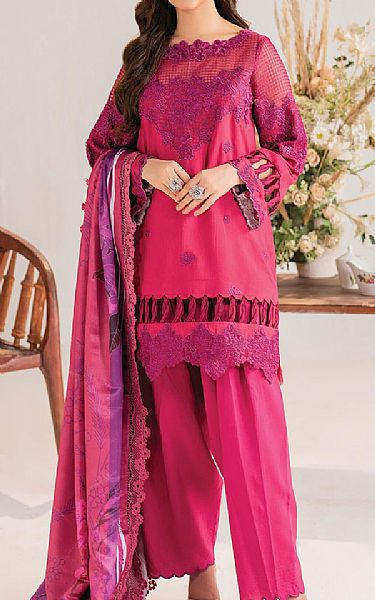 Asifa N Nabeel Solid Pink Viscose Suit | Pakistani Winter Dresses in USA- Image 1