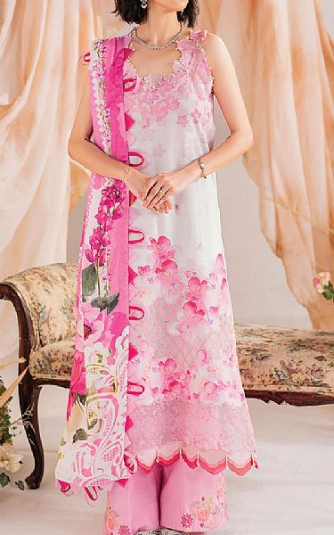 Asifa N Nabeel White/Pink Khaddar Suit | Pakistani Winter Dresses in USA- Image 1