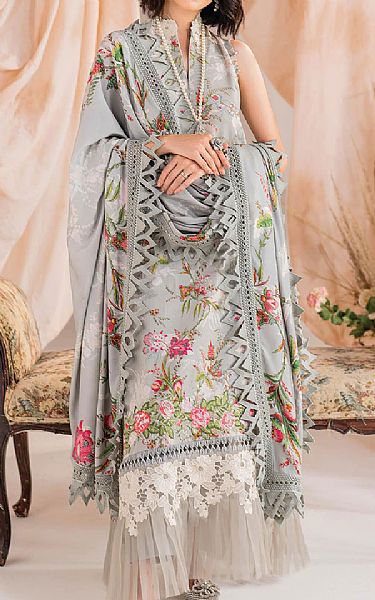 Asifa N Nabeel Light Grey Viscose Suit | Pakistani Winter Dresses in USA- Image 1