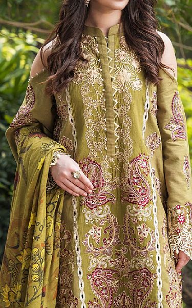Asifa N Nabeel Olive Green Viscose Suit | Pakistani Winter Dresses in USA- Image 2