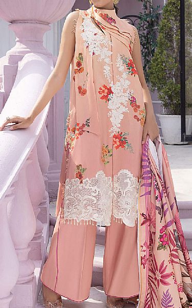 Asifa N Nabeel Tea Pink Linen Suit | Pakistani Winter Dresses- Image 1
