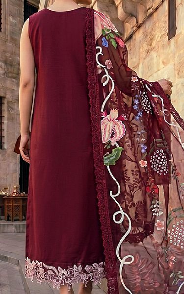 Asifa N Nabeel Maroon Lawn Suit | Pakistani Lawn Dress in USA- Image 2