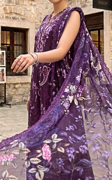 Asifa N Nabeel Plum Purple Lawn Suit | Pakistani Lawn Dress in USA- Image 2