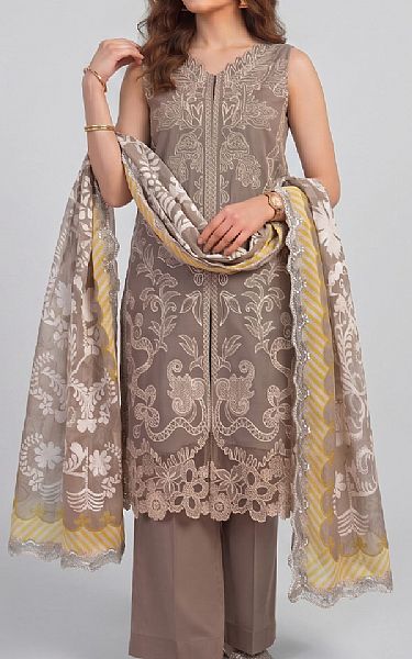 Asifa N Nabeel Warm Grey Lawn Suit | Pakistani Lawn Dress in USA- Image 1