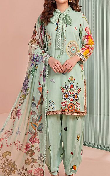 Asifa N Nabeel Mint Lawn Suit | Pakistani Lawn Dress in USA- Image 1