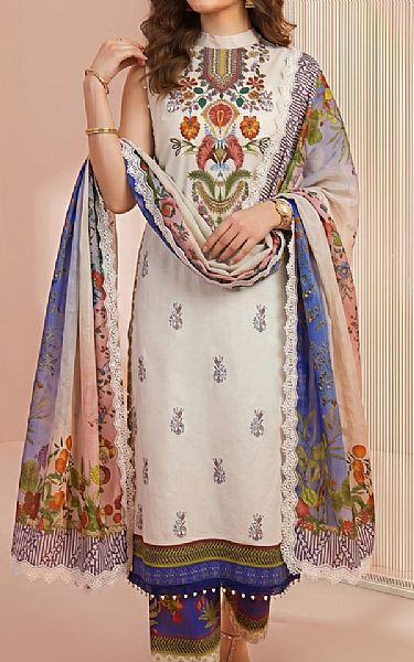 Asifa N Nabeel Off White Lawn Suit | Pakistani Lawn Dress in USA- Image 1