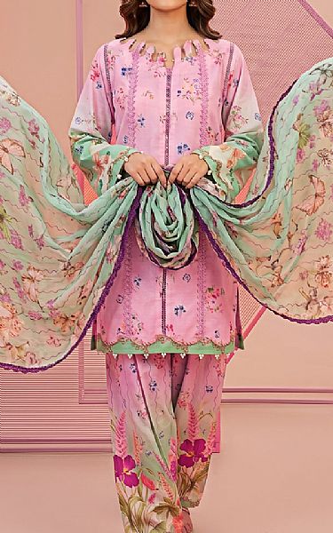 Asifa N Nabeel Baby Pink Lawn Suit | Pakistani Lawn Dress in USA- Image 1