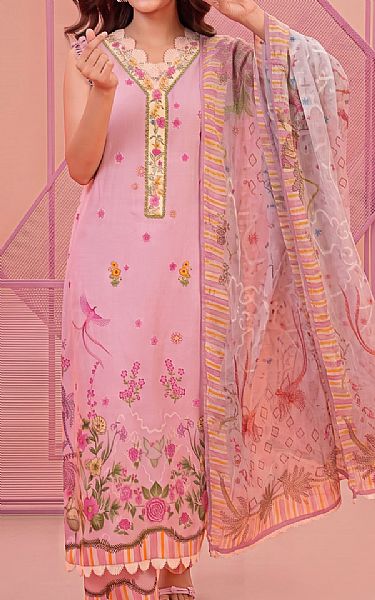 Asifa N Nabeel Baby Pink Lawn Suit | Pakistani Lawn Dress in USA- Image 1