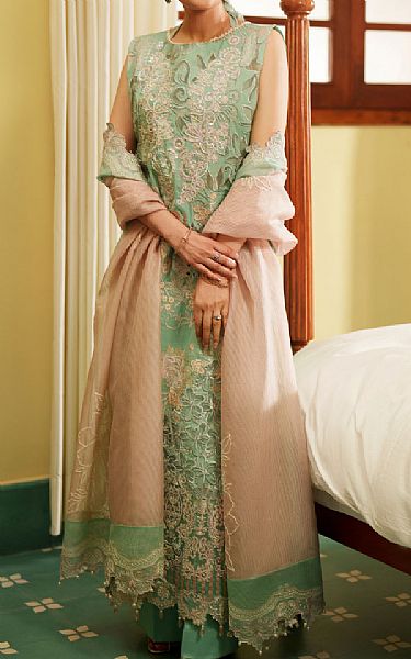 Asifa N Nabeel Mint Green Lawn Suit | Pakistani Lawn Dress in USA- Image 1