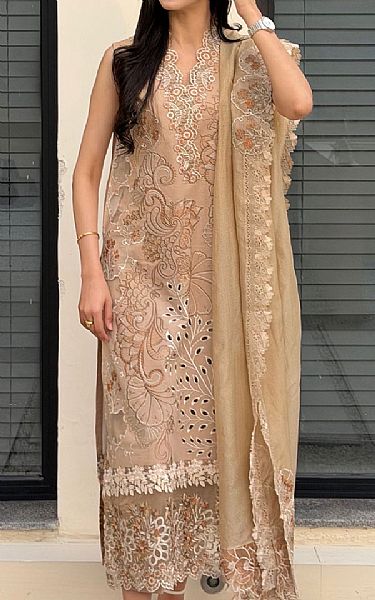 Asifa N Nabeel Beige Lawn Suit | Pakistani Lawn Dress in USA- Image 2