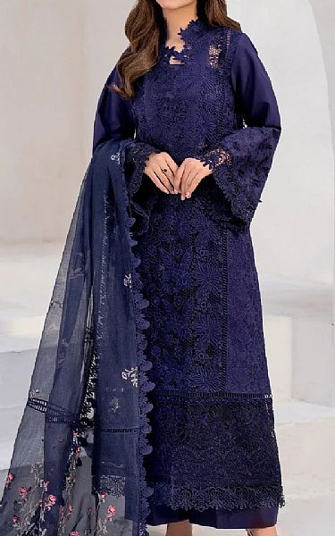 Asifa N Nabeel Indigo Lawn Suit | Pakistani Lawn Dress in USA- Image 1