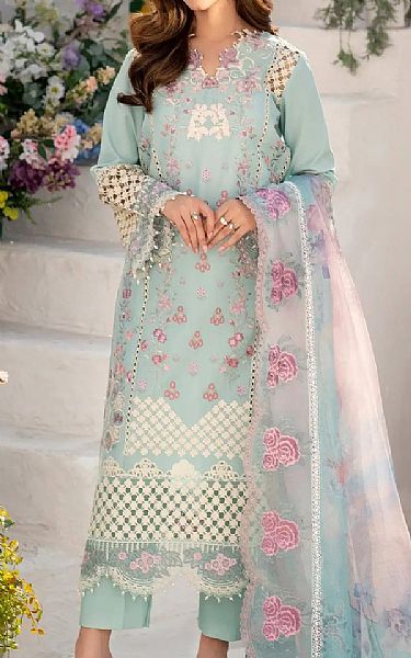 Asifa N Nabeel Summer Green Lawn Suit | Pakistani Lawn Dress in USA- Image 1