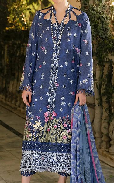 Asifa N Nabeel Dusk Blue Lawn Suit | Pakistani Lawn Dress in USA- Image 1
