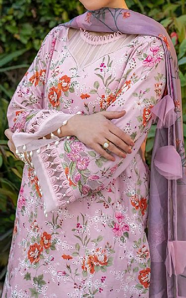 Asifa N Nabeel Light Pink Lawn Suit | Pakistani Lawn Dress in USA- Image 2