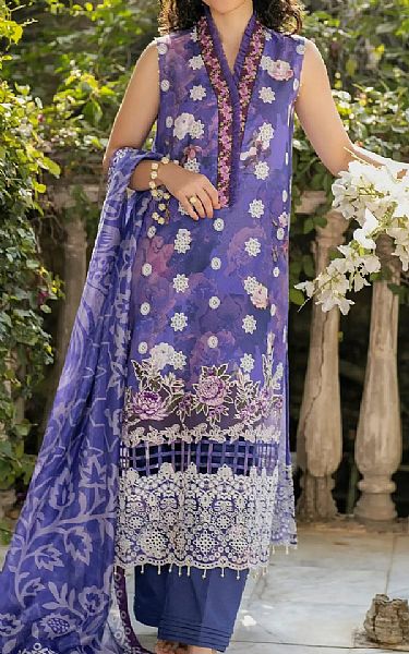 Asifa N Nabeel Blueberry Lawn Suit | Pakistani Lawn Dress in USA- Image 1