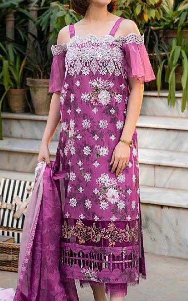 Asifa N Nabeel Raspberry Rose Lawn Suit | Pakistani Lawn Dress in USA- Image 1