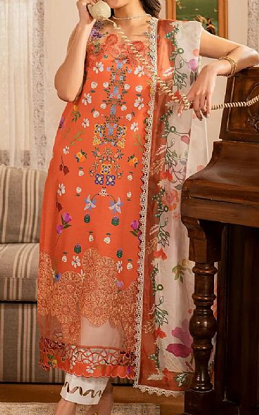 Asifa N Nabeel Coral Lawn Suit | Pakistani Lawn Dress in USA- Image 1