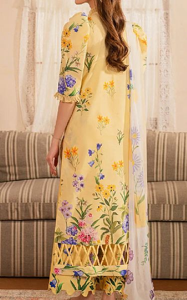 Asifa N Nabeel Light Yellow Lawn Suit | Pakistani Lawn Dress in USA- Image 2