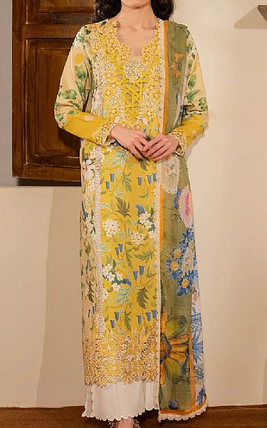 Asifa N Nabeel Yellow Lawn Suit | Pakistani Lawn Dress in USA- Image 1