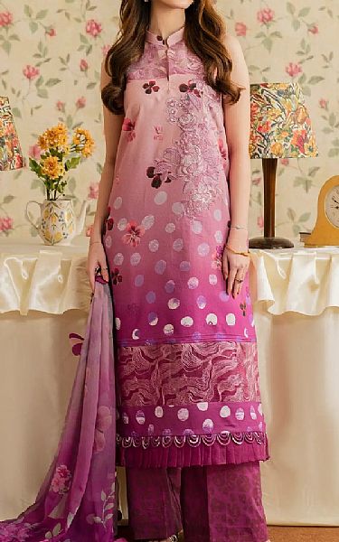 Asifa N Nabeel Pink Rose Lawn Suit | Pakistani Lawn Dress in USA- Image 1