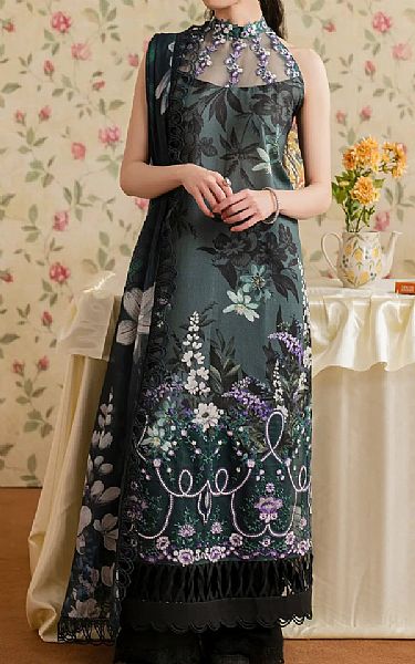 Asifa N Nabeel Charcoal Grey Lawn Suit | Pakistani Lawn Dress in USA- Image 1