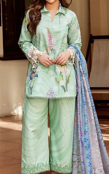 Asifa N Nabeel Light Green Lawn Suit | Pakistani Lawn Dress in USA- Image 1