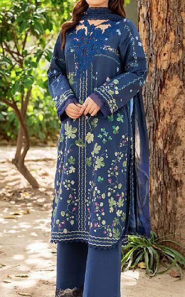 Asifa N Nabeel Navy Blue Lawn Suit | Pakistani Lawn Dress in USA- Image 1